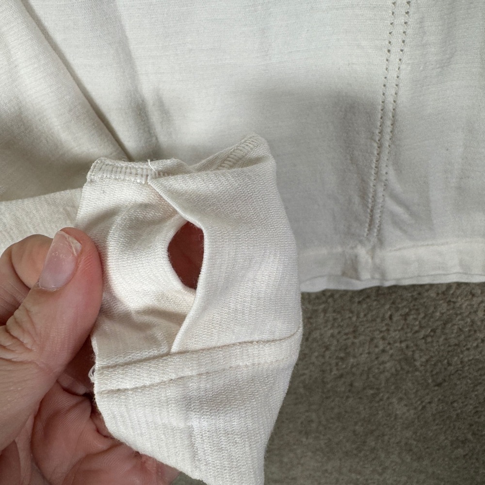 Athleta Ascent Seamless Turtleneck Womens Medium Cream Wool Blend Thumbholes - Picture 8 of 12